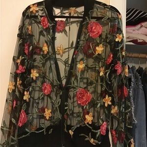 Floral Embroidered Sheer Jacket